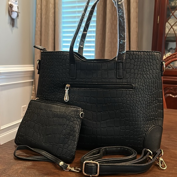 NWOT 2-Piece Black Handbag - Picture 2 of 13